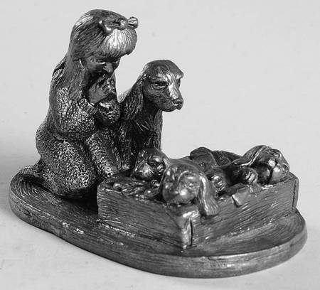Pewter Figurines Kathy Praying Litter Puppies - No Box