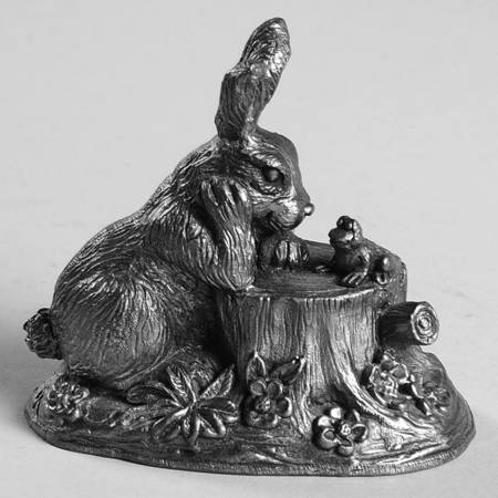 Pewter Figurines Rabbit With Stump & Frog, Dale - No Box