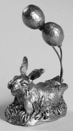 Pewter Figurines Rabbit Lying With Balloons,Max - No Box