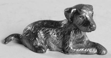 Pewter Figurines Puppy Laying - No Box