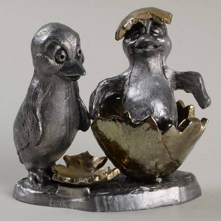 Pewter Figurines Heather&Heidi,Penguins Newborn - No Box