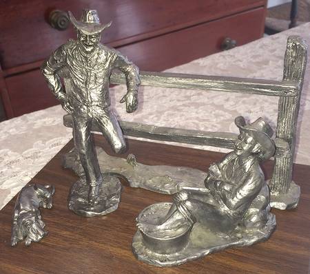 Pewter Figurines Cowboy Scene - No Box