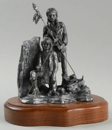 Pewter Figurines Barren Land,2 Native Americans - No Box