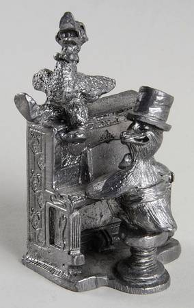 Pewter Figurines Ducks On Piano - No Box