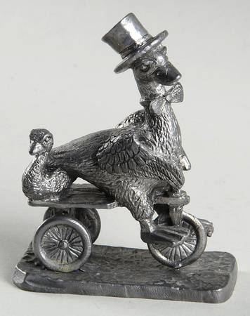 Pewter Figurines Mother Goose Riding Tricycle - No Box