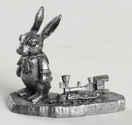 Pewter Figurines Bunny With Train - No Box