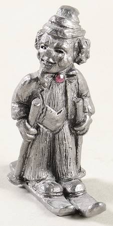 Pewter Figurines Skiing Clown - No Box
