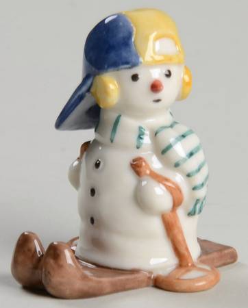 Snowman Miniatures Snowman Boy On Skis - Boxed