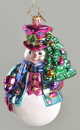 2013 Christopher Radko Ornaments Snazzy Snowmanf-Blue Coat With Tree - No Box