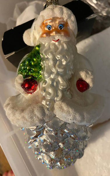 20th Anniversary Santa Collection Silver Cone Curls - With Box