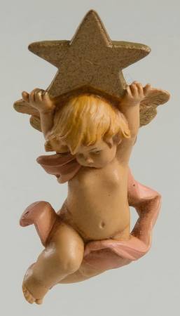 Fontanini Angel-Cherub Ornaments Angel With Star-Pink Ribbon - Boxed