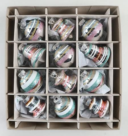 Shiny Brite Easter Set/12 Multi Shape Blue/Pink Pastels - Boxed