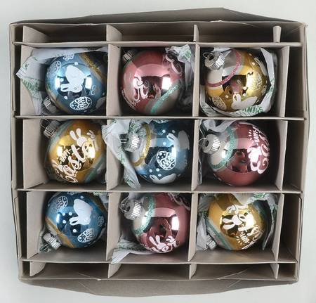 Shiny Brite Easter Set Of 9 Lg Happy Easter Balls - Boxed
