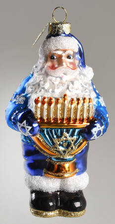 Sparkle Bright Santa With Menorah - Boxed