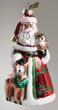 Sparkle Bright Santa With Animals - With Box