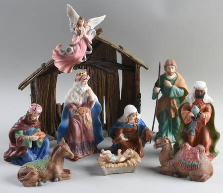 Holiday Traditions Classic Large 10 Piece Nativity Set - With Box
