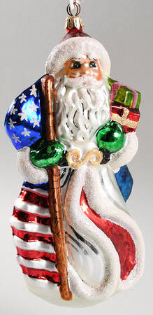Santa-Patriotic Stars & Stripes Santa-Plain Silver Robe  - No Box