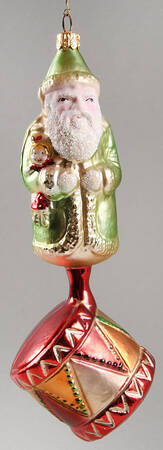 Santa with Musical Instruments Drummer Santa-Green Coat - No Box