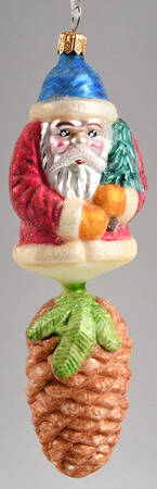 Santa with Pinecones-Trees Pinecone Santa-Gold Cone - No Box