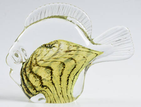 Reijmyre Art Glass Figurines Fish-Clear With Brown/Green Center - No Box