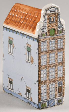 Houses in Amsterdam Tan Brick, Blue Curtains #5 - No Box