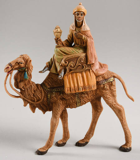 Fontanini Nativity 5" Scale Older King Melchior On Camel - No Box Nb41a