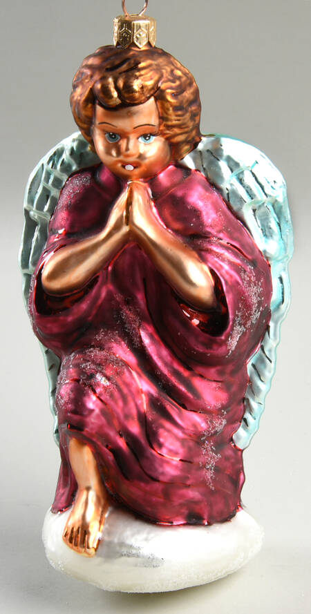 Angel Ornaments (Blown Glass) Goodnight Prayer-Red - No Box