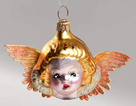 Angel Ornaments (Blown Glass) Cherub-Dark Gold - No Box 42