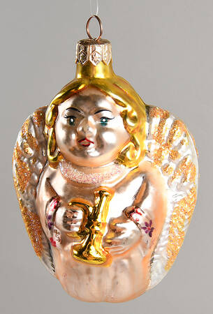 Angel Ornaments (Blown Glass) Mama's Little Angel-Gold - No Box