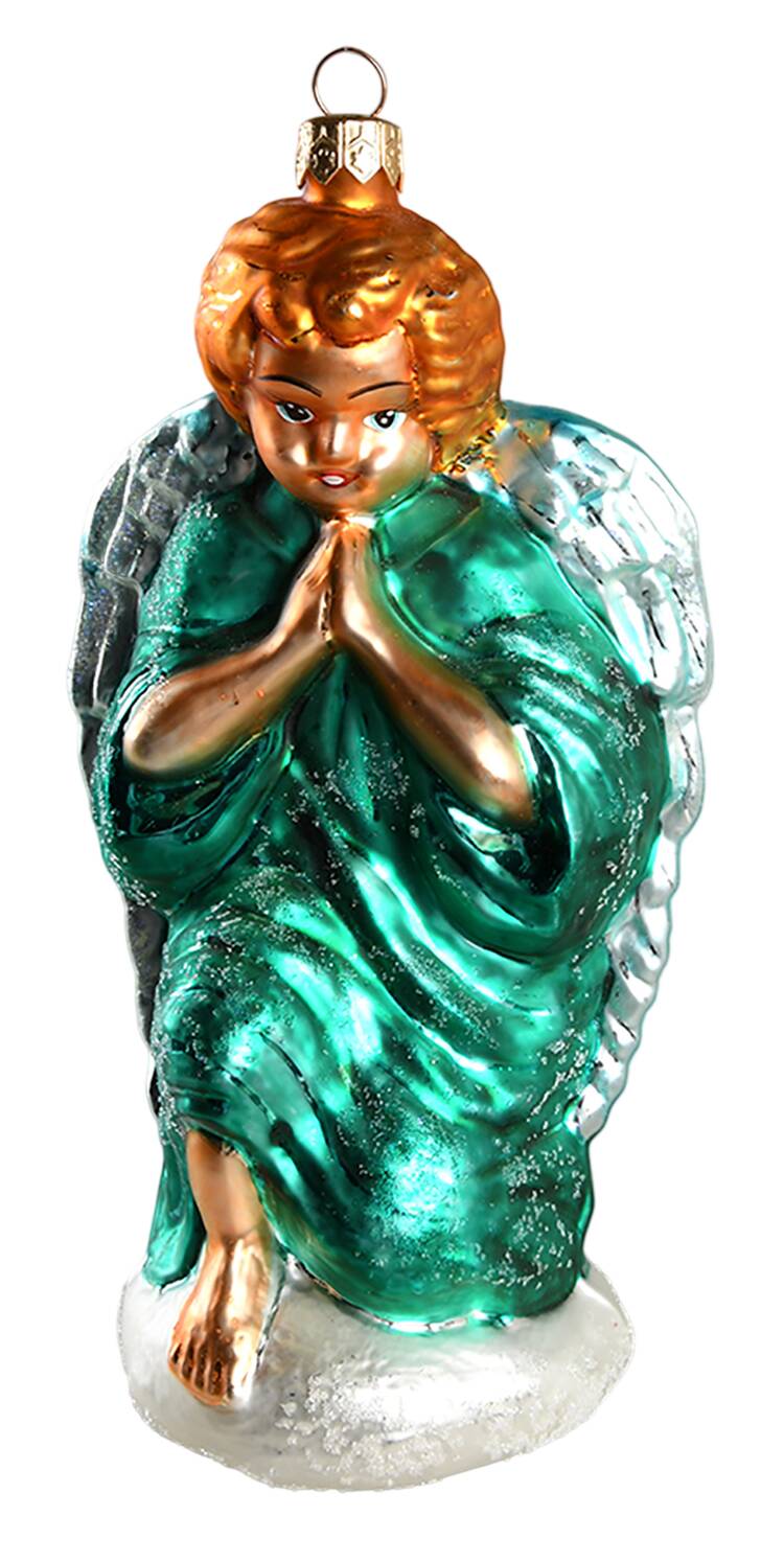 Angel Ornaments (Blown Glass) Goodnight Prayer-Green - No Box