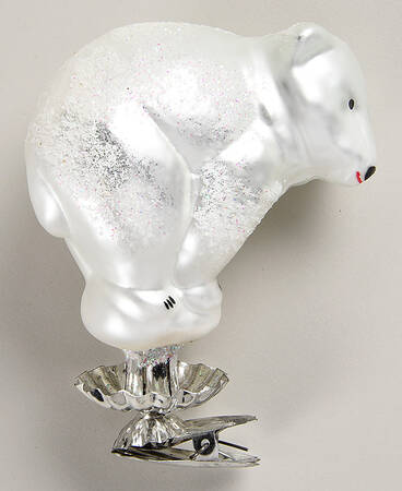Clip-On Ornaments Siberian Bear-All White - No Box