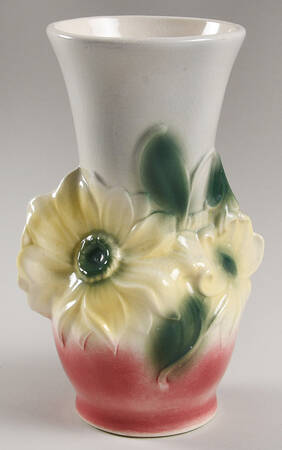 Giftware Vase-Yellow Flowers Gray & Pink - No Box
