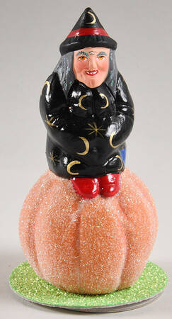 Radko Halloween Giftware Witch On Pumpkin Candy Container - No Box