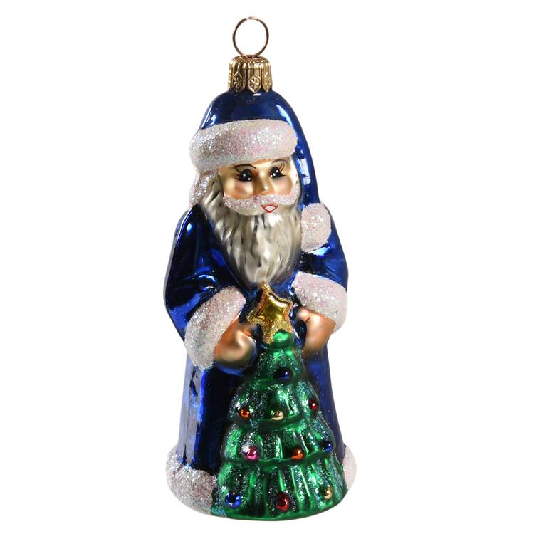 Santa with Pinecones-Trees Little Gems-Blue Suit - No Box