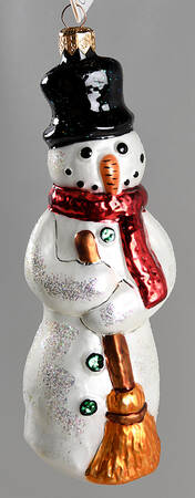 Snowmen with Broom Buttons-Red Scarf/Gold Broom - No Box