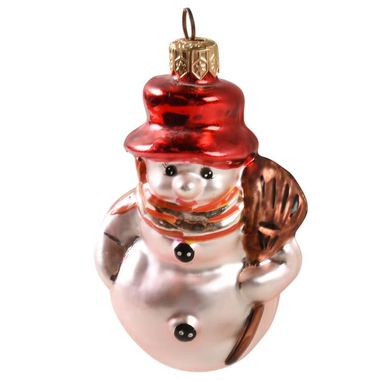 Snowmen with Broom Littlest Snowman-Red/Brown Broom - No Box