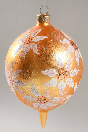 Teardrop (Shaped) Ornaments Poinsettia Snow-Gold - No Box