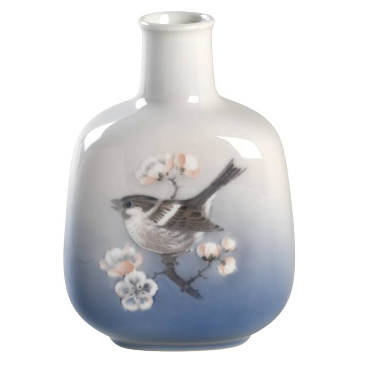 Royal Copenhagen Vase Sparrow Bird Scene Vase - No Box