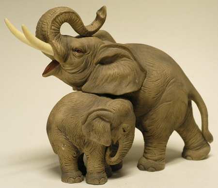 Sadek Animal Figurines Mother & Baby Elephant-Grey - Boxed