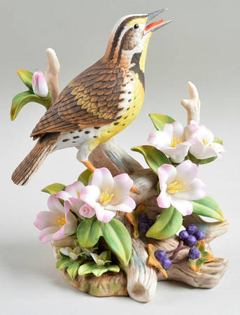 Sadek Bird Figurines Meadowlark With Rhododendron - Bx414 With Box