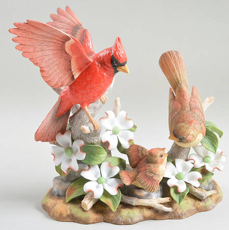 Sadek Bird Figurines Cardinal Family - 409 With Box