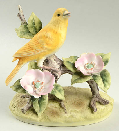 Sadek Bird Figurines Canary-Double Pink Flower - No Box