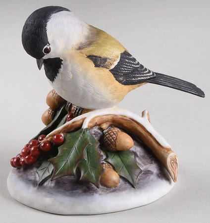 Sadek Bird Figurines Chickadee With Holly - Boxed