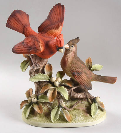 Sadek Bird Figurines Group Of Cardinals-Male And Female - No Box