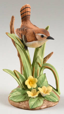 Sadek Bird Figurines Carolina Wren With Primrose - No Box