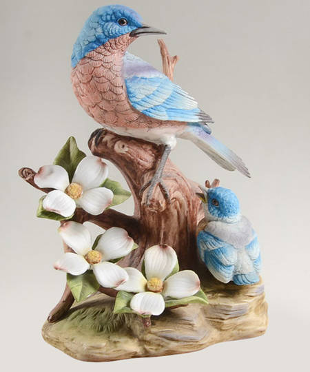 Sadek Bird Figurines Bluebird With Baby - No Box