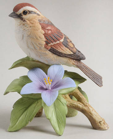 Sadek Bird Figurines Chipping Sparrow With Anemone - Boxed