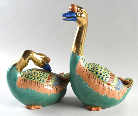 Sadek Bird Figurines Geese-Head Up/Headback (Pair) - No Box