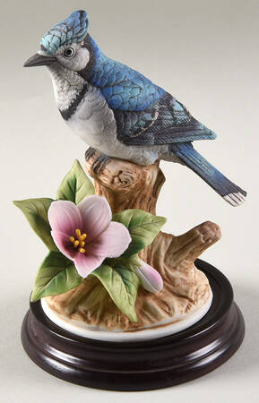 Sadek Bird Figurines Blue Jay-Single Flower - No Box