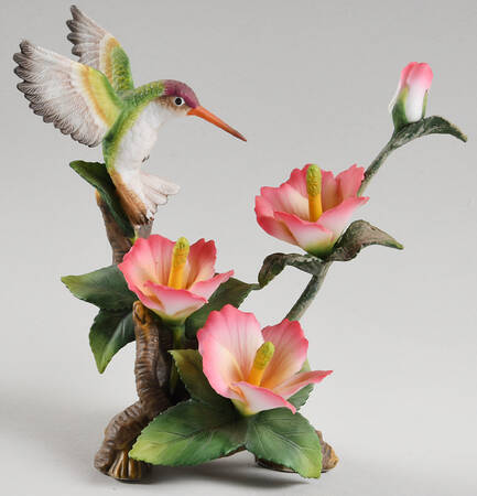 Sadek Bird Figurines Hummingbird And Hibiscus - Bx363 With Box